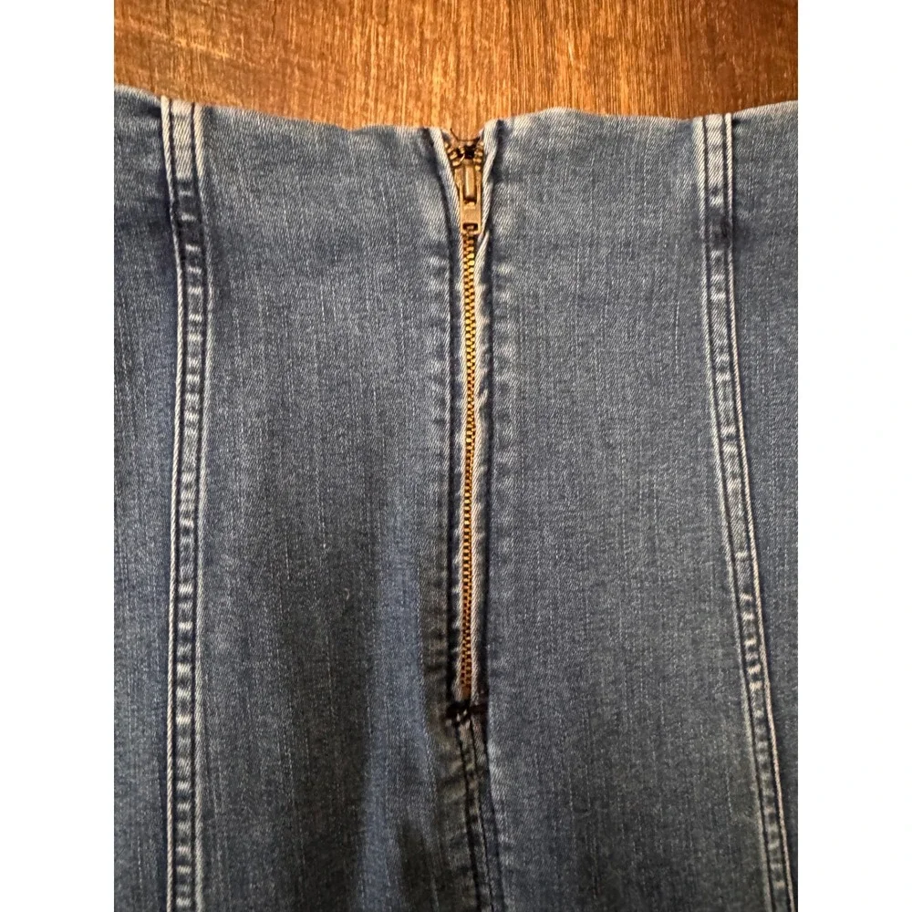 Free People Y2K Denim Mini Skirt Size 0 Blue Stretch High Waist Bodycon